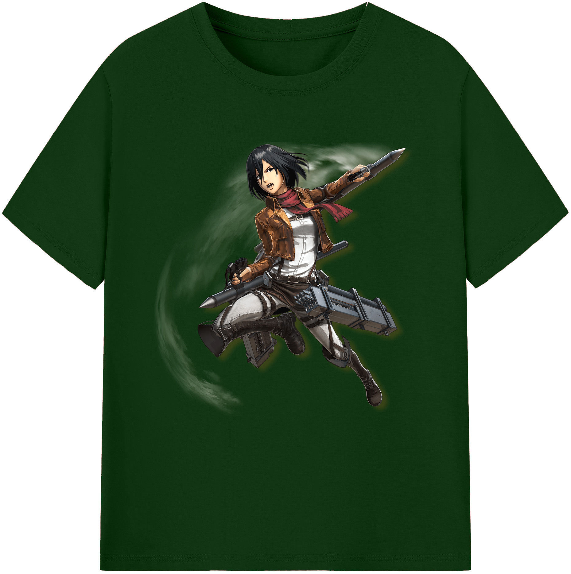 （画像用） 進撃の巨人 ミカサ·アッカーマン Attack on Titan Mikasa Ackerman 綿100％半袖Tシャツ（フロントプリント）